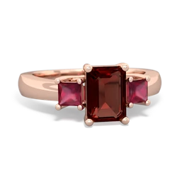 Garnet Three Stone Emerald-Cut Trellis 14K Rose Gold ring R4021