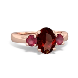 Garnet Three Stone Oval Trellis 14K Rose Gold ring R4024