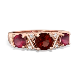 Garnet Hugs And Kisses 14K Rose Gold ring R5016