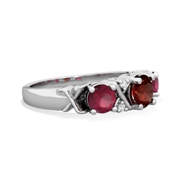 Garnet Hugs And Kisses 14K White Gold ring R5016