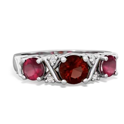 Garnet Hugs And Kisses 14K White Gold ring R5016