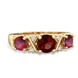 Garnet Hugs And Kisses 14K Yellow Gold ring R5016