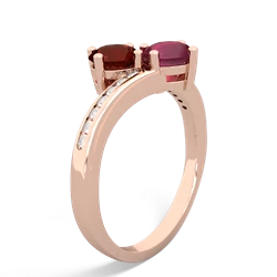 Garnet Channel Set Two Stone 14K Rose Gold ring R5303