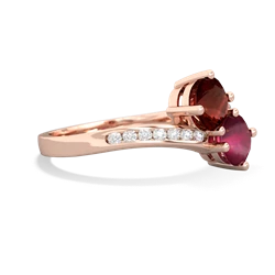 Garnet Channel Set Two Stone 14K Rose Gold ring R5303