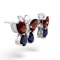 Garnet Butterfly 14K White Gold earrings E2215