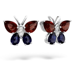 Garnet Butterfly 14K White Gold earrings E2215