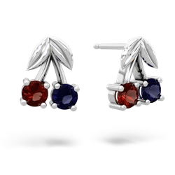 Garnet Sweet Cherries 14K White Gold earrings E7001