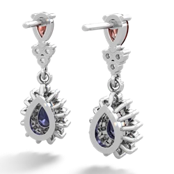 Garnet Halo Pear Dangle 14K White Gold earrings E1882