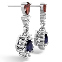 Garnet Halo Pear Dangle 14K White Gold earrings E1882