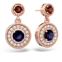 Garnet Halo Dangle 14K Rose Gold earrings E5319