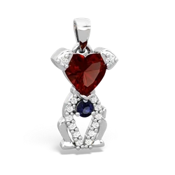 Garnet Puppy Love 14K White Gold pendant P5800