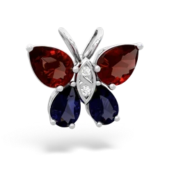 Garnet Butterfly 14K White Gold pendant P2215