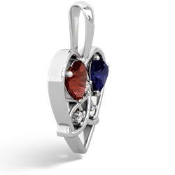 Garnet Celtic Trinity Heart 14K White Gold pendant P5331