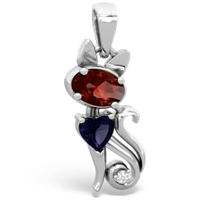 Garnet Kitten 14K White Gold pendant P5780