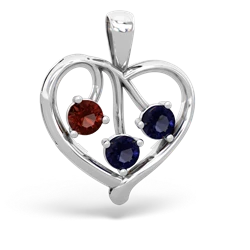 Garnet Glowing Heart 14K White Gold pendant P2233