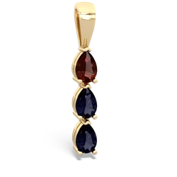 Garnet Dew Drops 14K Yellow Gold pendant P2251