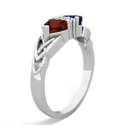 Garnet Celtic Knot Double Heart 14K White Gold ring R5040