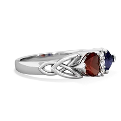 Garnet Celtic Knot Double Heart 14K White Gold ring R5040