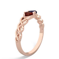 Garnet Heart To Heart Braid 14K Rose Gold ring R5870