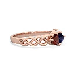 Garnet Heart To Heart Braid 14K Rose Gold ring R5870