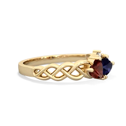 Garnet Heart To Heart Braid 14K Yellow Gold ring R5870