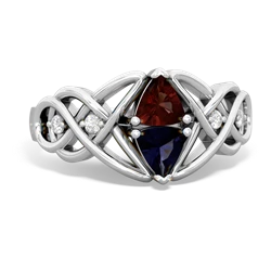 Garnet Keepsake Celtic Knot 14K White Gold ring R5300