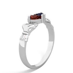 Garnet 'Our Heart' Claddagh 14K White Gold ring R2388