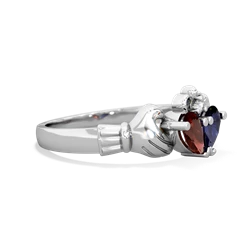 Garnet 'Our Heart' Claddagh 14K White Gold ring R2388