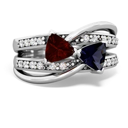 Garnet Bowtie 14K White Gold ring R2360