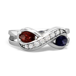 Garnet Diamond Infinity 14K White Gold ring R5390