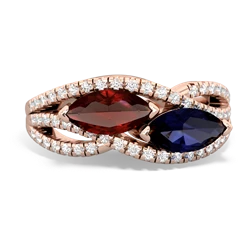 Garnet Diamond Rivers 14K Rose Gold ring R3070