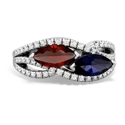 Garnet Diamond Rivers 14K White Gold ring R3070