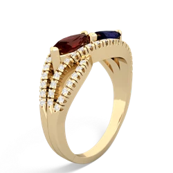 Garnet Diamond Rivers 14K Yellow Gold ring R3070