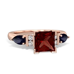 Garnet 6Mm Princess Eternal Embrace Engagement 14K Rose Gold ring C2002