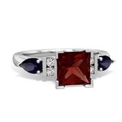 Garnet 6Mm Princess Eternal Embrace Engagement 14K White Gold ring C2002