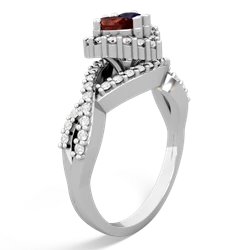 Garnet Diamond Twist 'One Heart' 14K White Gold ring R2640HRT