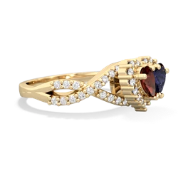 Garnet Diamond Twist 'One Heart' 14K Yellow Gold ring R2640HRT