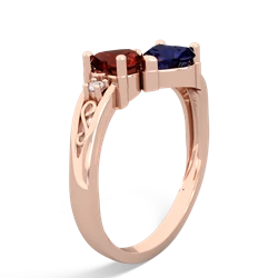 Garnet Snuggling Hearts 14K Rose Gold ring R2178