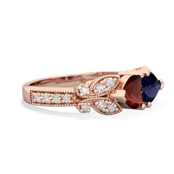 Garnet Diamond Butterflies 14K Rose Gold ring R5601