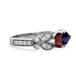 Garnet Diamond Butterflies 14K White Gold ring R5601