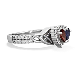 Garnet Celtic Knot Two Hearts As One 14K White Gold ring R2644HRT