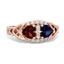 Garnet Sparkling Celtic Knot 14K Rose Gold ring R2645