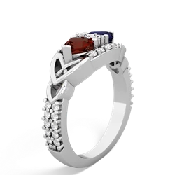 Garnet Sparkling Celtic Knot 14K White Gold ring R2645