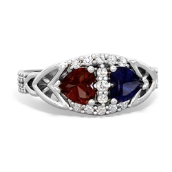 Garnet Sparkling Celtic Knot 14K White Gold ring R2645