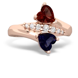 Garnet Heart To Heart 14K Rose Gold ring R2064