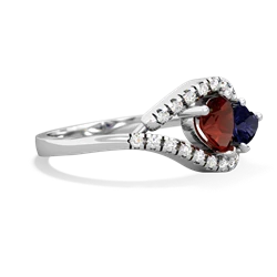 Garnet Mother And Child 14K White Gold ring R3010