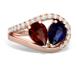 Garnet Nestled Heart Keepsake 14K Rose Gold ring R5650