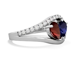 Garnet Nestled Heart Keepsake 14K White Gold ring R5650