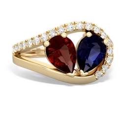 Garnet Nestled Heart Keepsake 14K Yellow Gold ring R5650