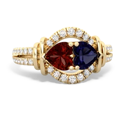 Garnet Art-Deco Keepsake 14K Yellow Gold ring R5630